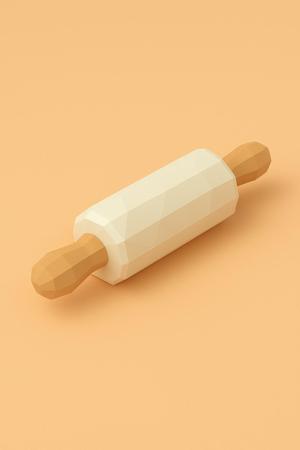 Low poly toy rolling pin