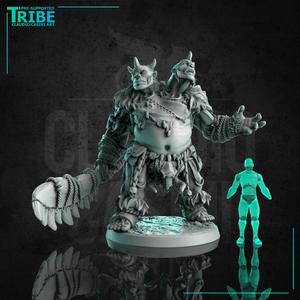 (L 0060) Male ettin monster creature barbarian with a club (Large)