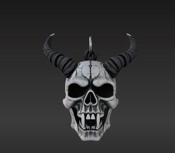 Fantasy Monster Skull Keyring - Detailed Gothic Horror Collectible 3D Model