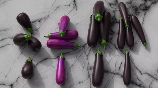 Realistic Eggplant Pack 3D Model