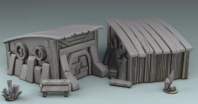 village set stone structure with writing