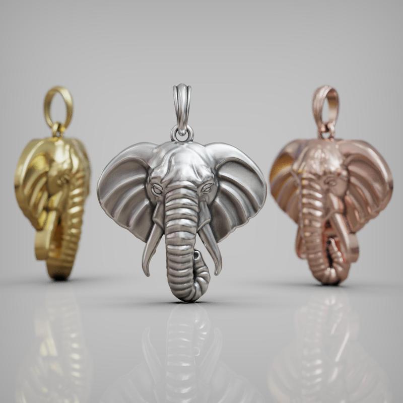 African Elephant Head Pendant
