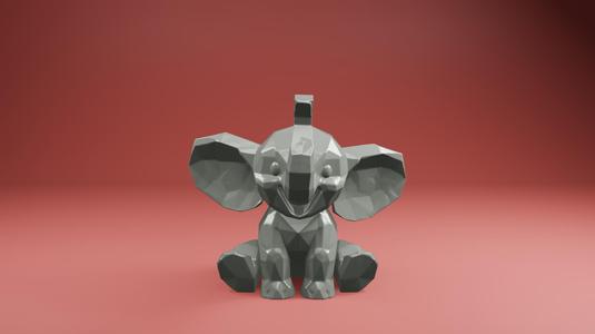 Low Poly Baby Elephant - Cute 3D Printable Animal Model