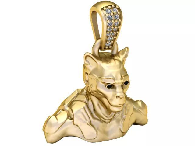 Golden Panther Warrior Pendant  3D Printable Model