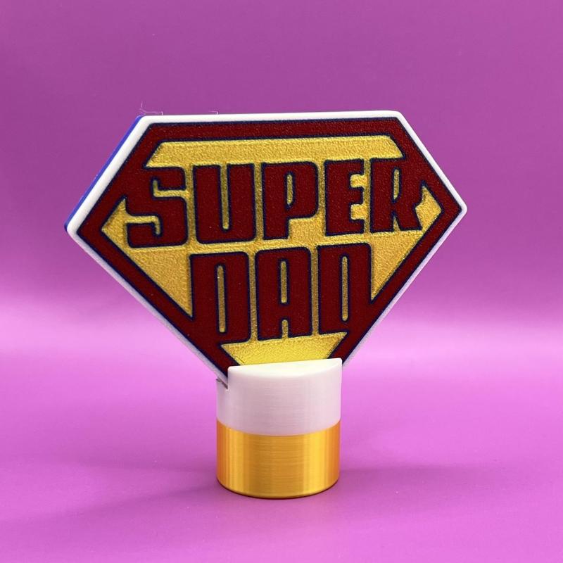 Super Dad Trophy 3D Model for 3D Printing, Father’s Day Award, Hero Dad Desktop Sign, DIY Superhero Gift, Printable Dad Decor