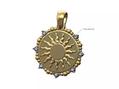 Diamond and beads coin sun pendant charm
