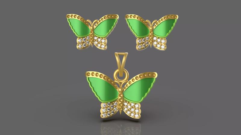 Diamond Butterfly Pendant - 0033