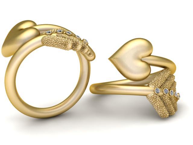 3D Printable Heart and Hand Ring