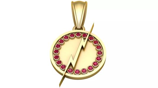 Ruby Lightning Circle Pendant