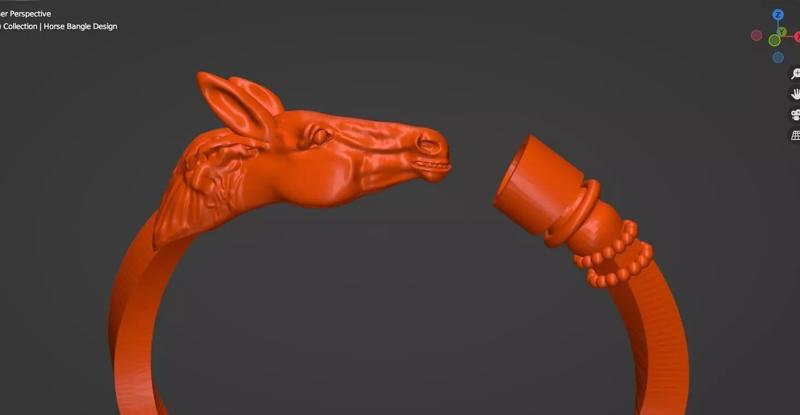 Horse Bangle Design for Silver