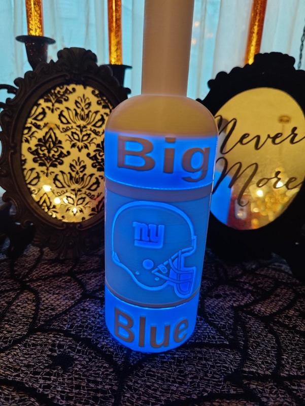 Big Blue Lithophane Wine Bottle
