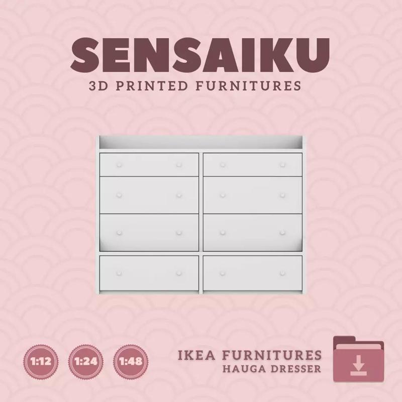 HAUGA 8 Drawer Dresser for Miniature Dollhouse IKEA 3D Print