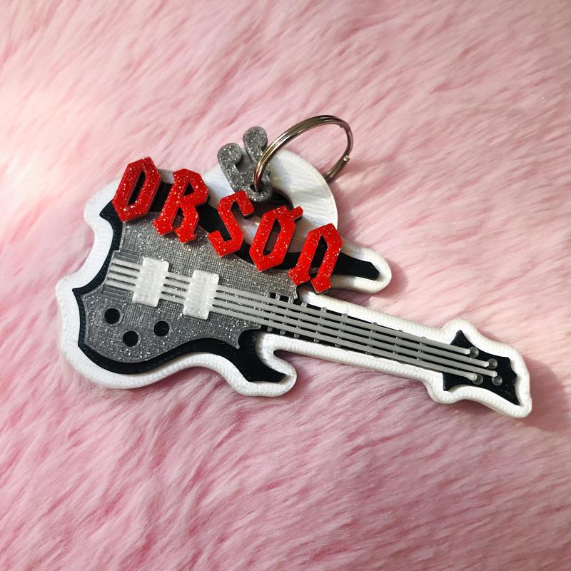 Bass Guitar Keychain Tag