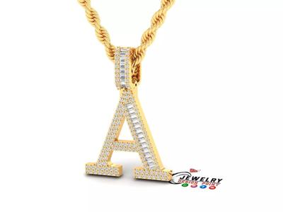 Custom Initial A Letter Diamond Pendant A to Z Alphabet Necklace
