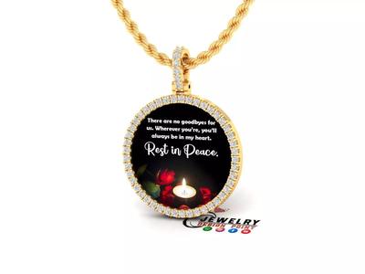 Custom Picture Pendant with Diamond - Memory Frame Pendant