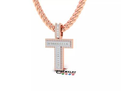 Custom Initial T Letter Diamond  A to Z Alphabet Bug Necklace