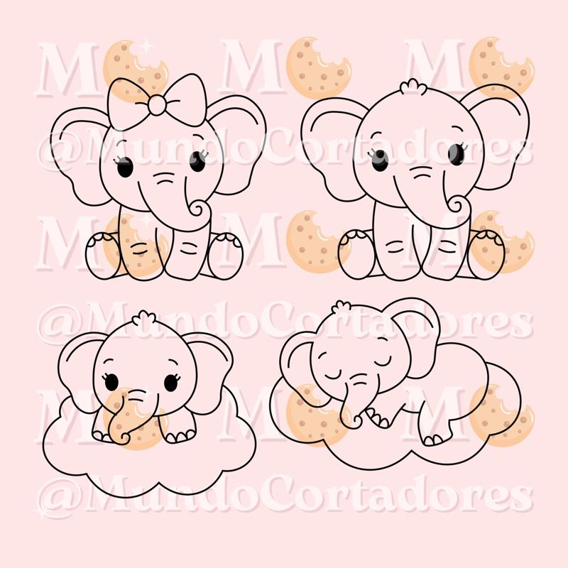 DEISY BABY SHOWER CUTTER AND STAMP PACK - ELEPHANT CUTTER COOKIES