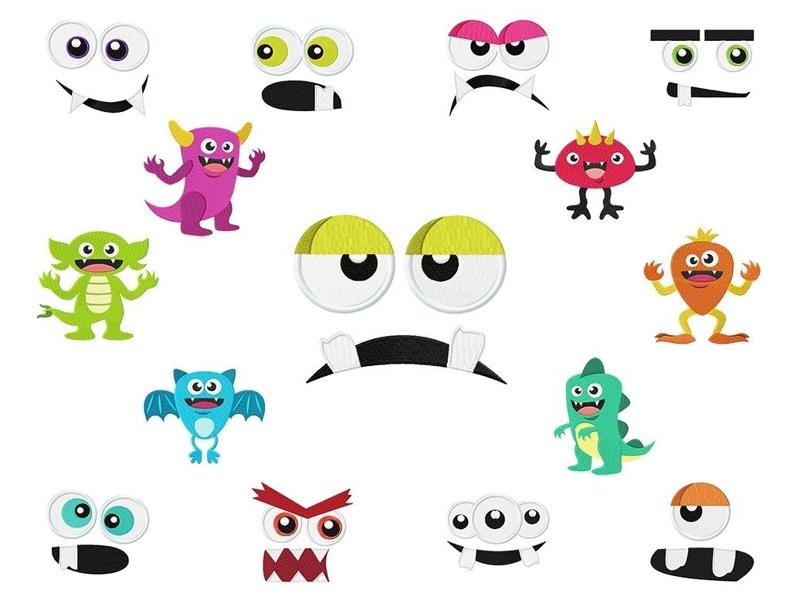 Happy monster digital embroidery PES