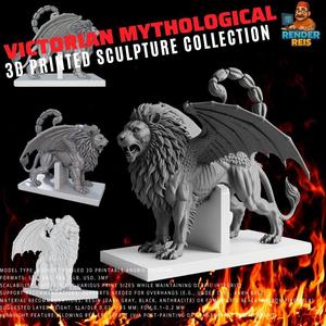 3D Printable Winged Lion Statue – Mythological Power and Nobility
