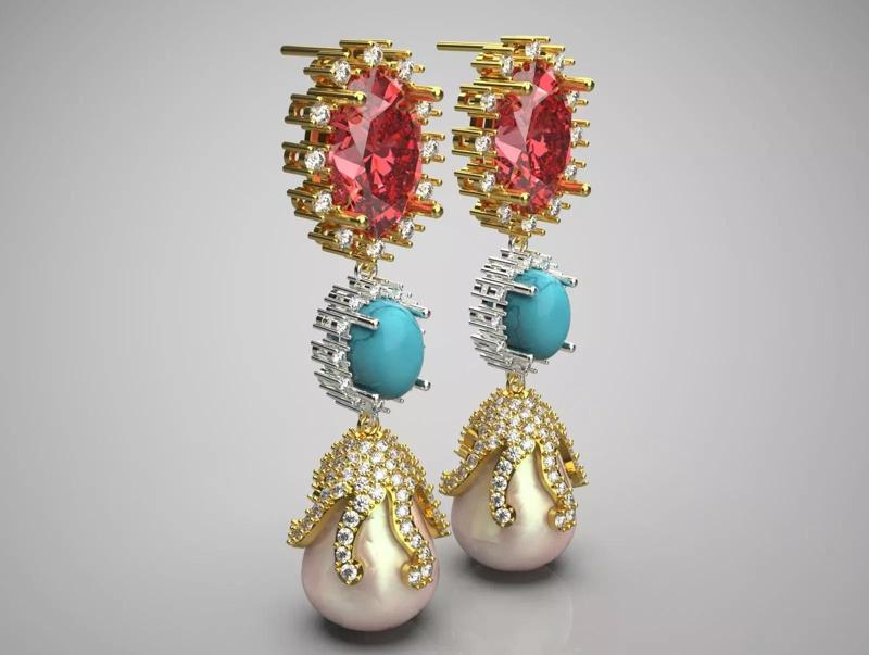 luxury gemstone pearl earring pe0026