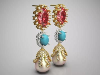 luxury gemstone pearl earring pe0026