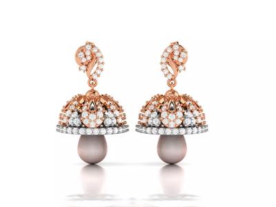 Hanging Diamond Drops Earrings 3dm render details
