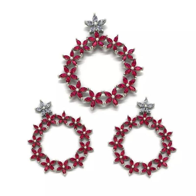 Pendant and Earrings Marquise
