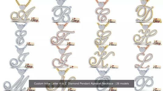 Custom Initial Letter A to Z  Diamond Pendant Alphabet Necklace  3D Model Collection
