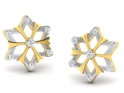 Gold Diamond Women Earring 3D print Model