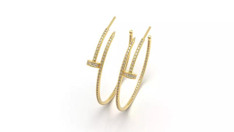 Nail Earrings Pave Diamonds