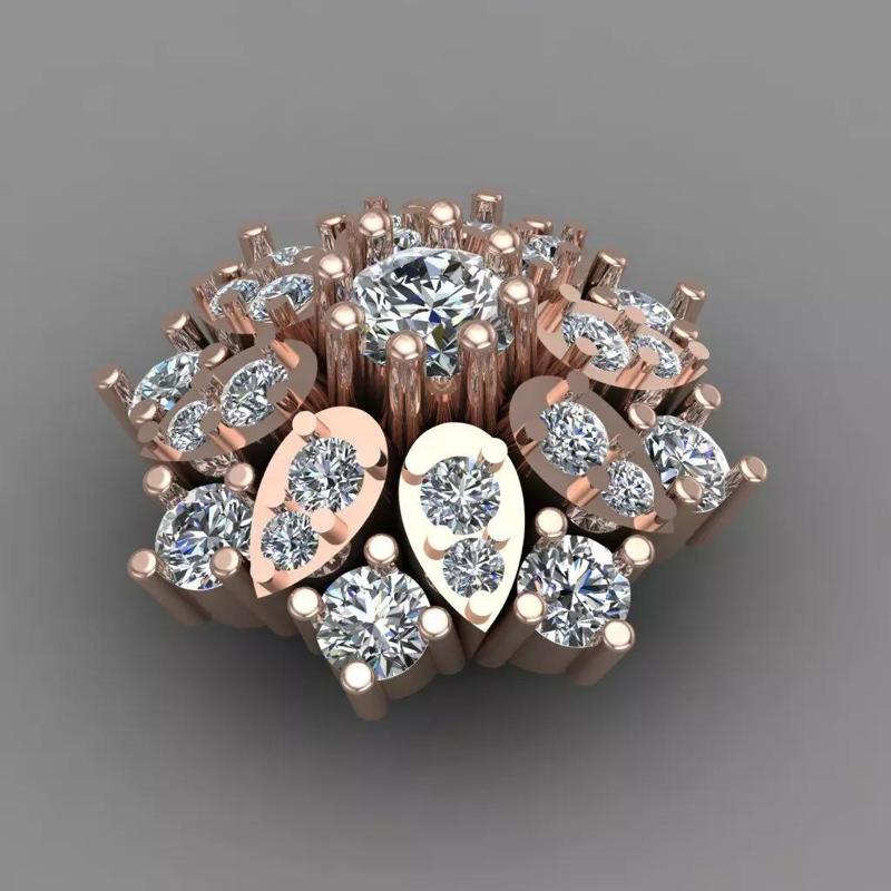 Rose Gold Diamond Women Earring 3D print Model
