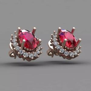 Ruby Rose Gold Diamond Women Earring 3D print Model