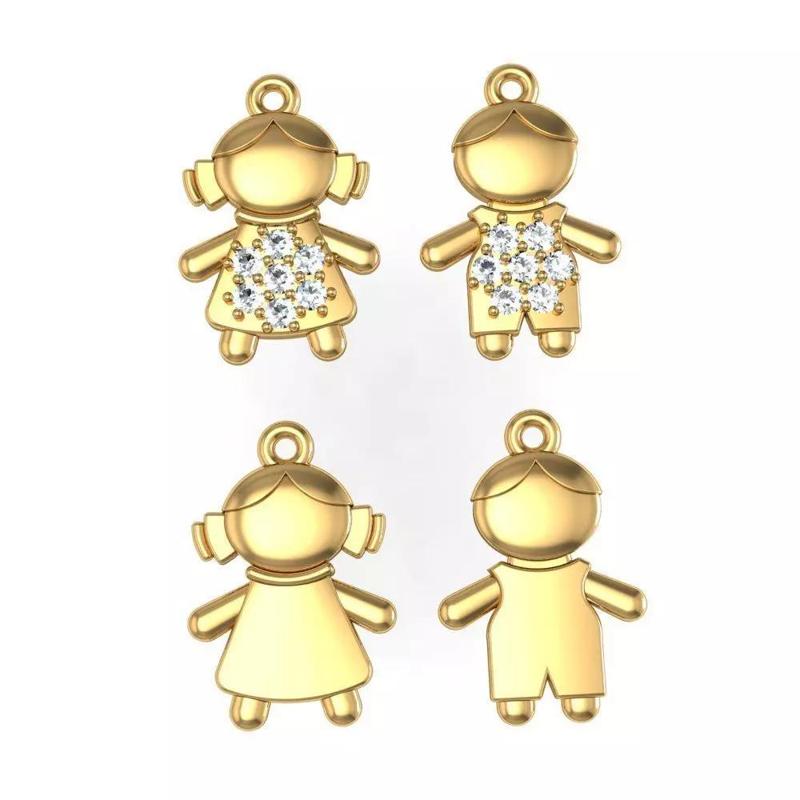 pendants boy and girl with diamond for braslet