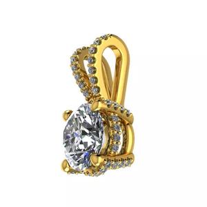 Modern 1 Carat Round Solitaire Pendant 4 prong double bail