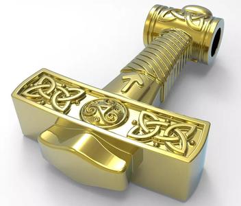 hammer 3d model golden thor
