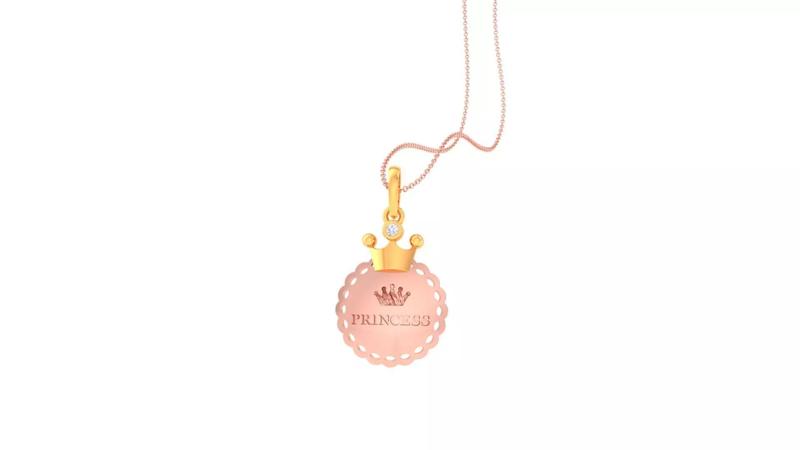 Princess Crown Light Weight Kids Pendant Necklace Charms 3dm stl
