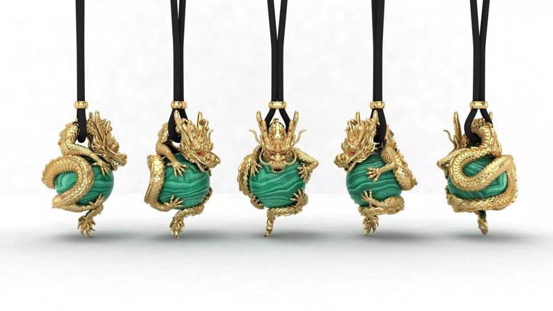 Dragon hugs pearl pendant