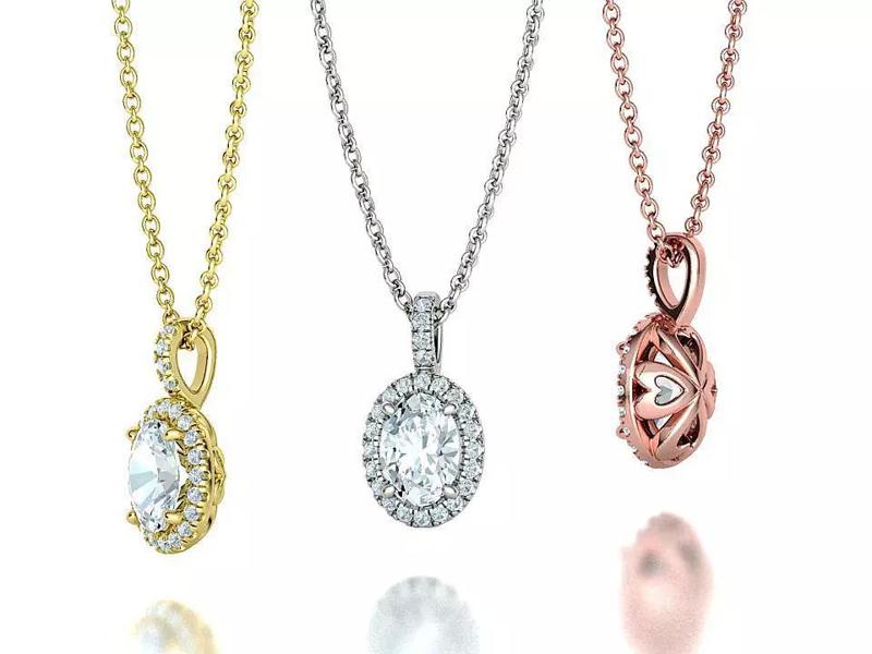 Small Diamond Oval Pendant with 7x5 Oval stone 3dprtint