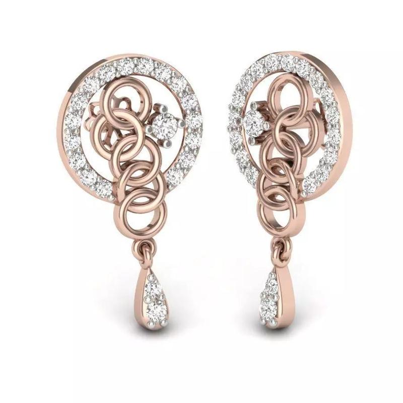 Earring 3D gold with diamonds