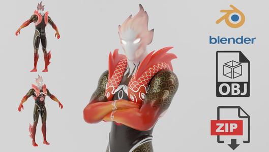 Koi Brawler Warrior Lowpoly Rigged