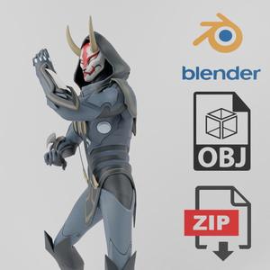 Samurai ninja Warrior Lowpoly RIgged