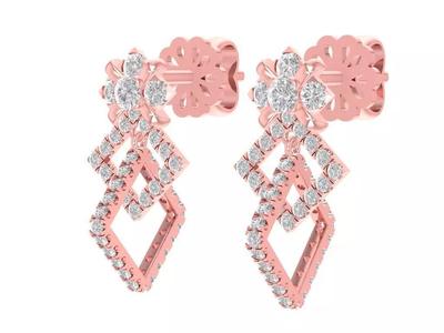 Geometric Diamond Dangle Earrings 3D Model 1140