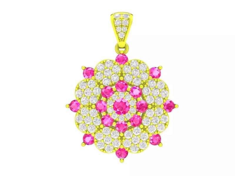 7625 Korean Style Diamond Flower Women Pendant A