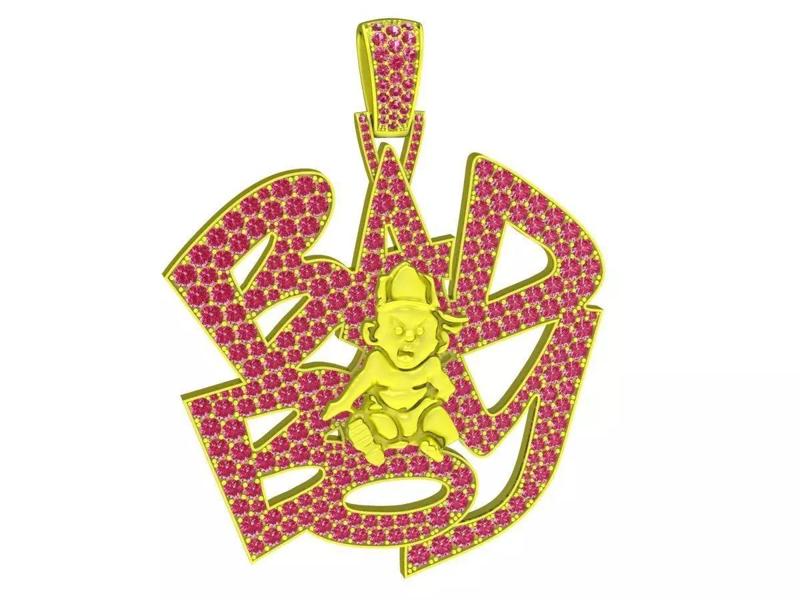 A4916 Bad Boy Hip Hop Diamond Pendant 3D Print