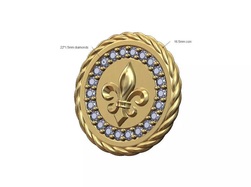 Diamond braided wire lily coin