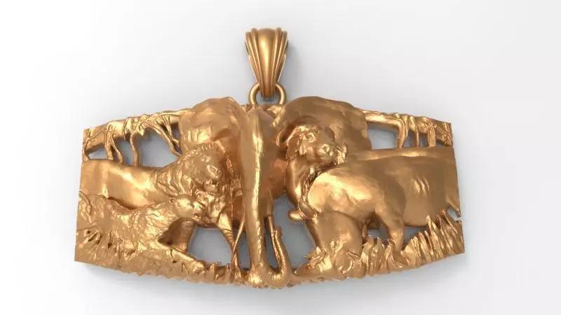 African Jungle 5 Head Pendant