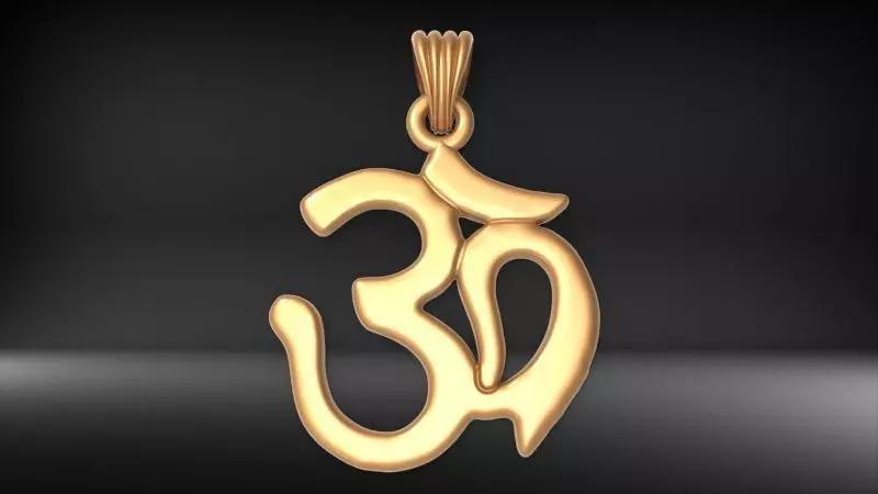 3D Aum OM Yoga Symbol Hindu Jewelry Pendant Hollow Light Weight