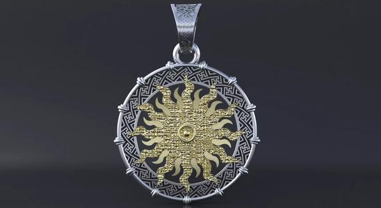 Ancient slavic nordic solar symbol 3D print  or CNC model