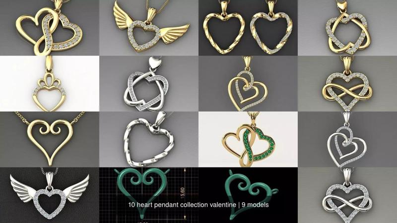 10 heart pendant collection valentine
