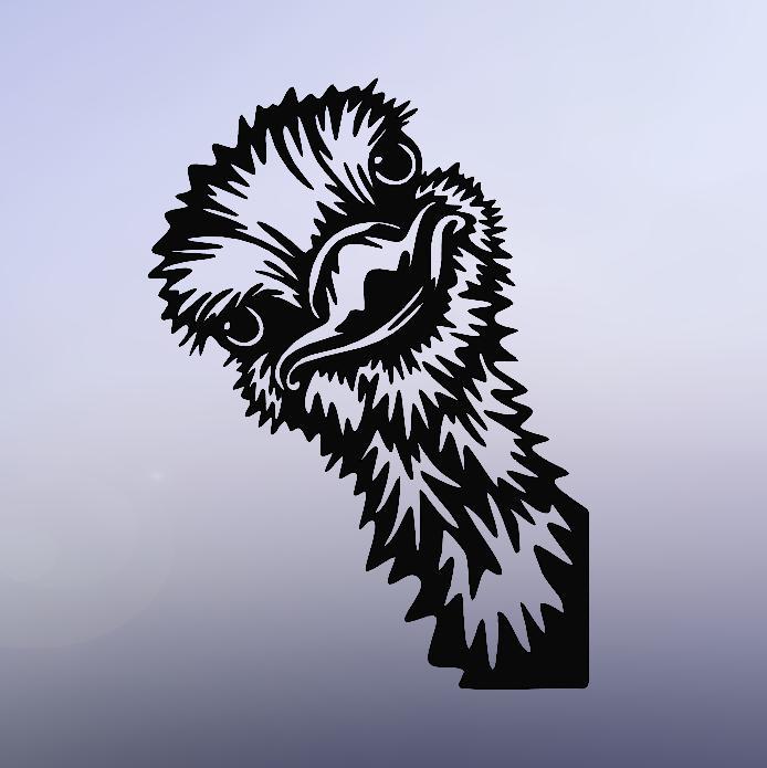 Curious Ostrich: Line Art of an Ostrich Head